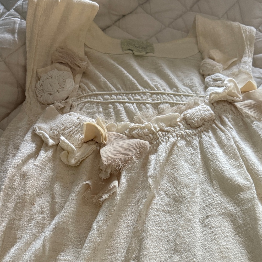 Anthropologie Cream Short Sleeve Top